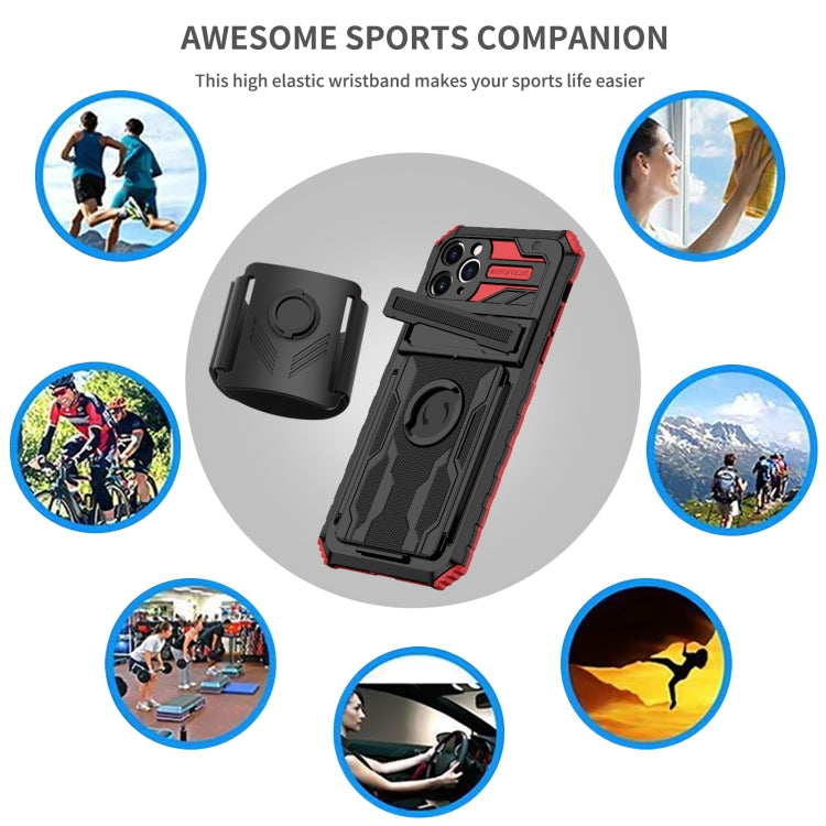 For iPhone 11 Pro Max Kickstand Detachable Armband Phone Case