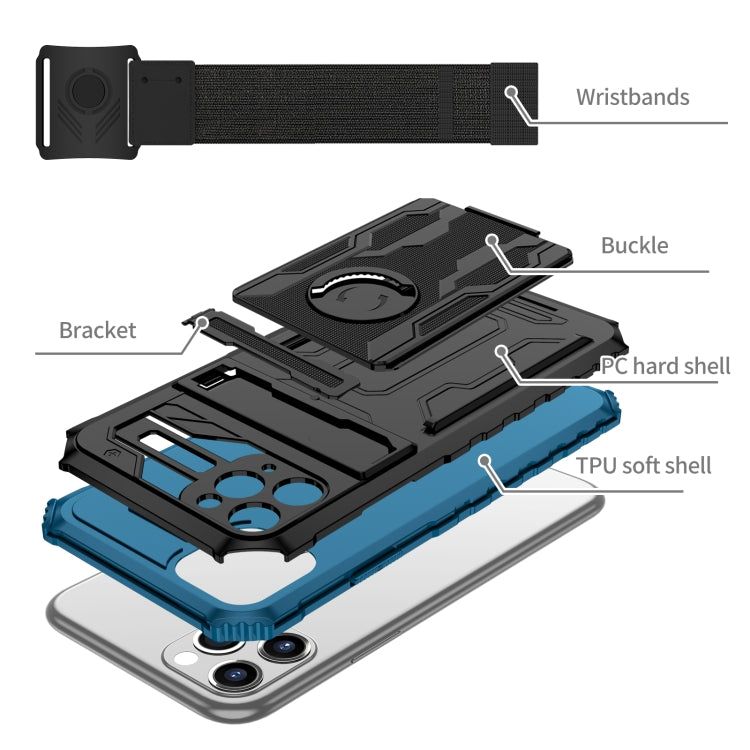 For iPhone 11 Pro Max Kickstand Detachable Armband Phone Case