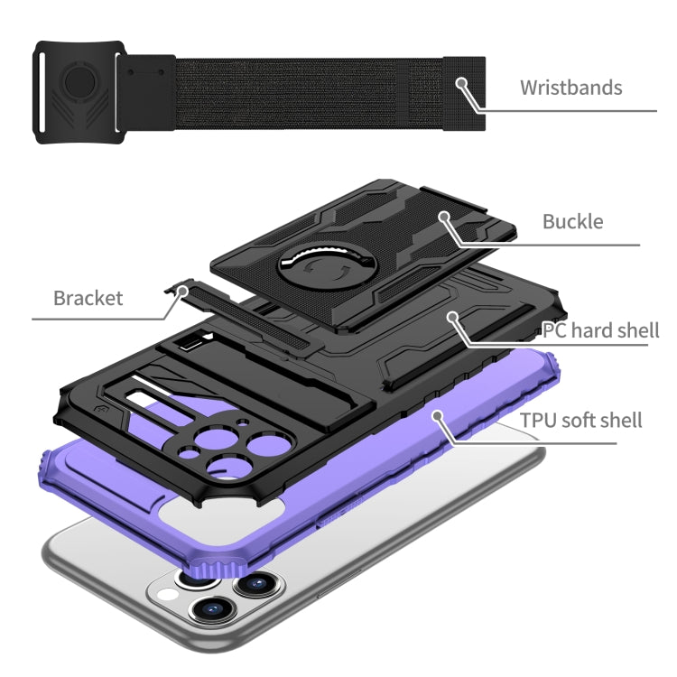 For iPhone 11 Pro Max Kickstand Detachable Armband Phone Case