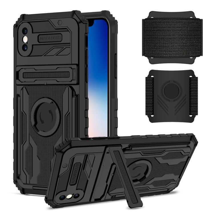 For iPhone X / XS Kickstand Detachable Armband Phone Case
