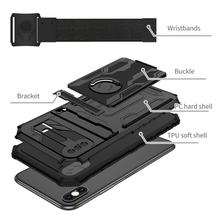 For iPhone X / XS Kickstand Detachable Armband Phone Case