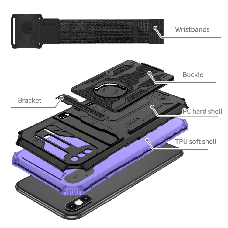 For iPhone X / XS Kickstand Detachable Armband Phone Case