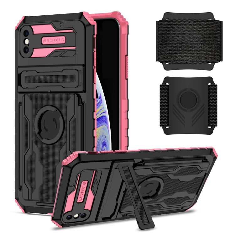 For iPhone XS Max Kickstand Detachable Armband Phone Case