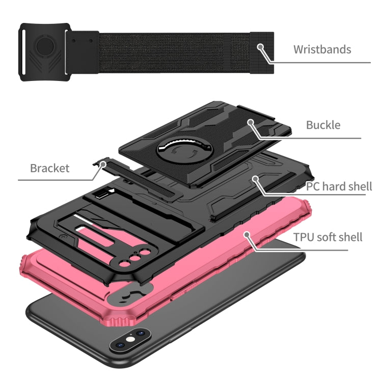 For iPhone XS Max Kickstand Detachable Armband Phone Case