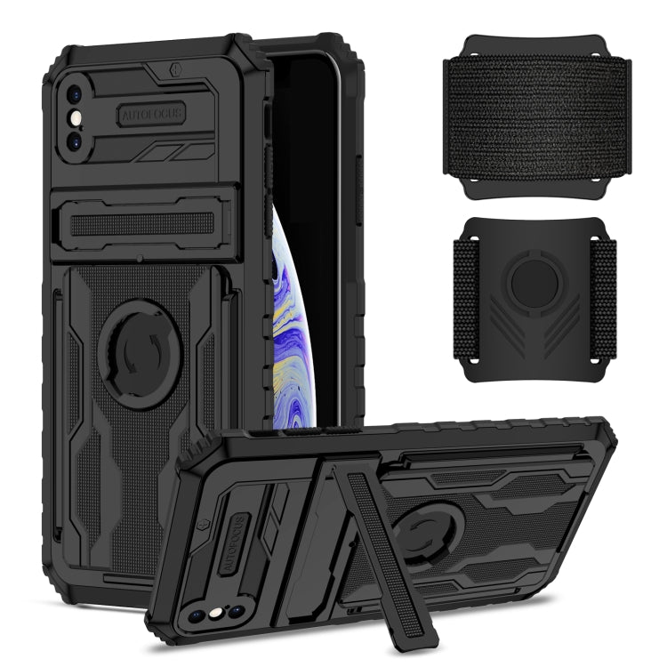 For iPhone XS Max Kickstand Detachable Armband Phone Case