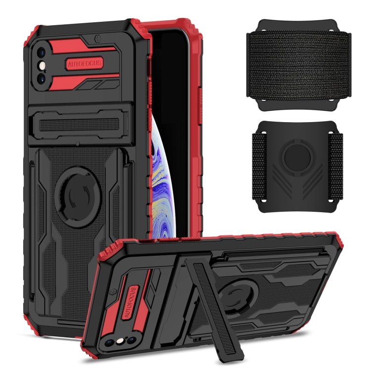 For iPhone XS Max Kickstand Detachable Armband Phone Case