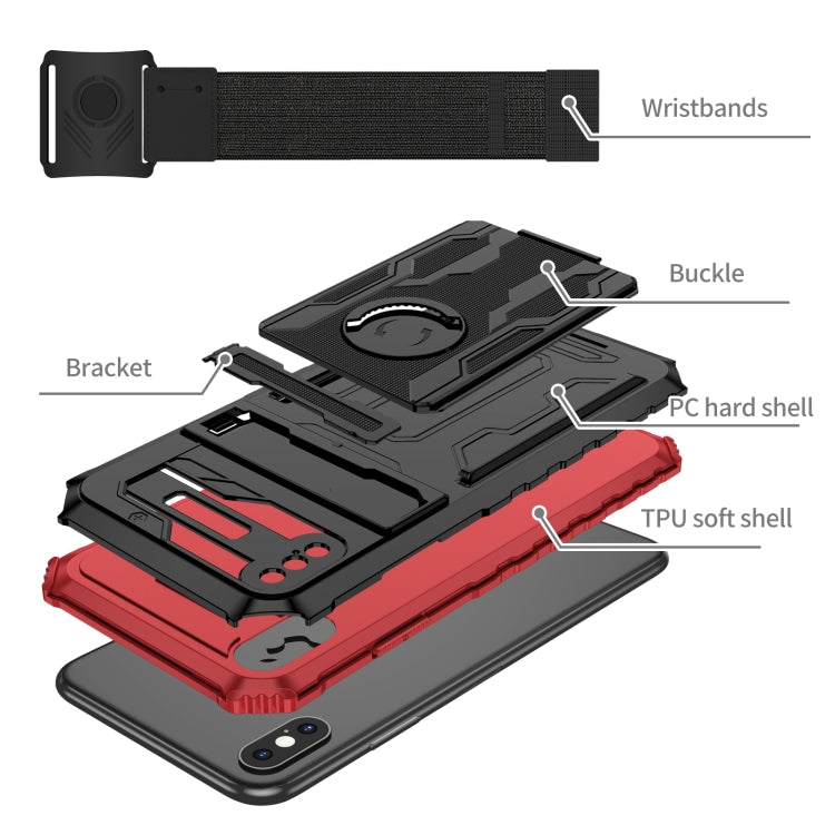 For iPhone XS Max Kickstand Detachable Armband Phone Case