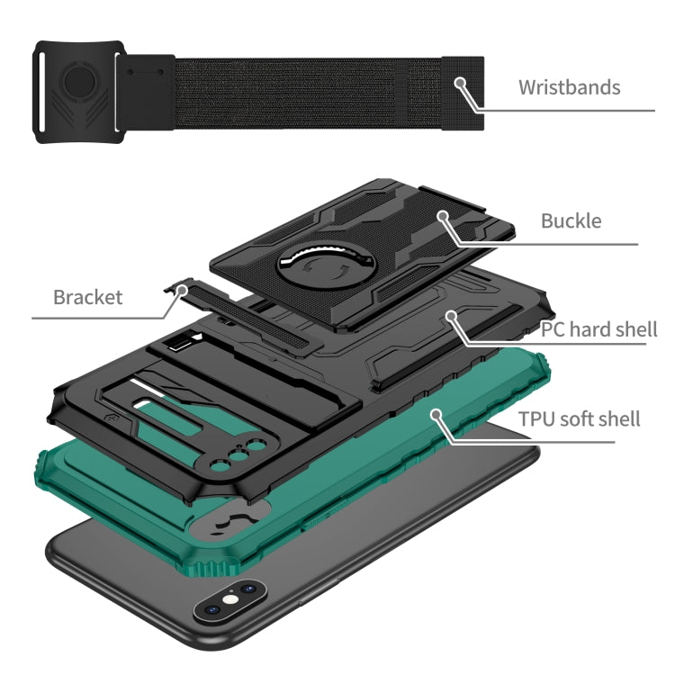 For iPhone XS Max Kickstand Detachable Armband Phone Case