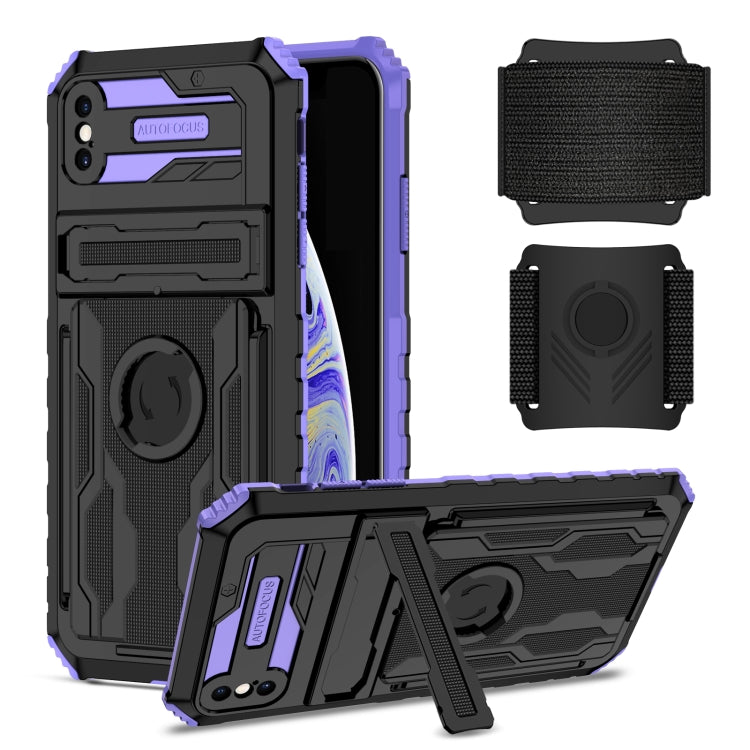 For iPhone XS Max Kickstand Detachable Armband Phone Case