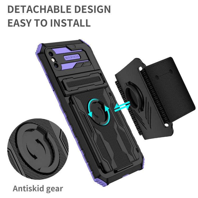 For iPhone XS Max Kickstand Detachable Armband Phone Case