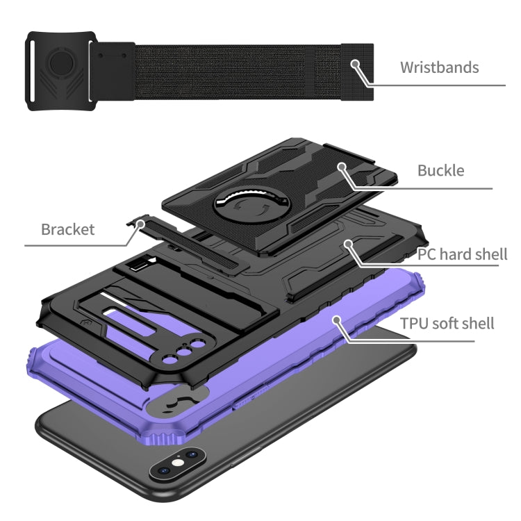 For iPhone XS Max Kickstand Detachable Armband Phone Case