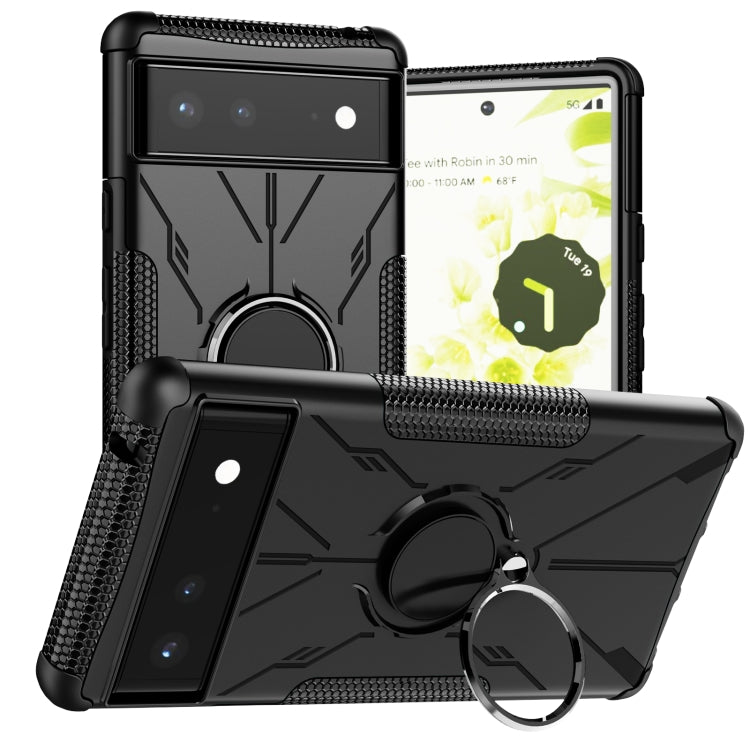For Google Pixel 6 Armor Bear Shockproof PC + TPU Phone Case with Ring Holder