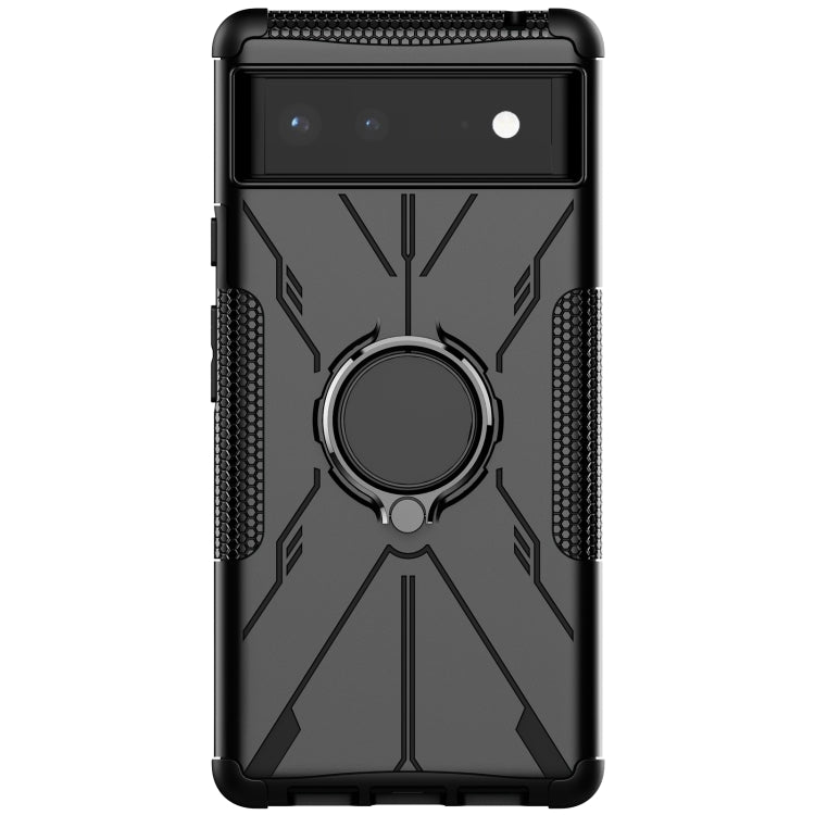For Google Pixel 6 Armor Bear Shockproof PC + TPU Phone Case with Ring Holder