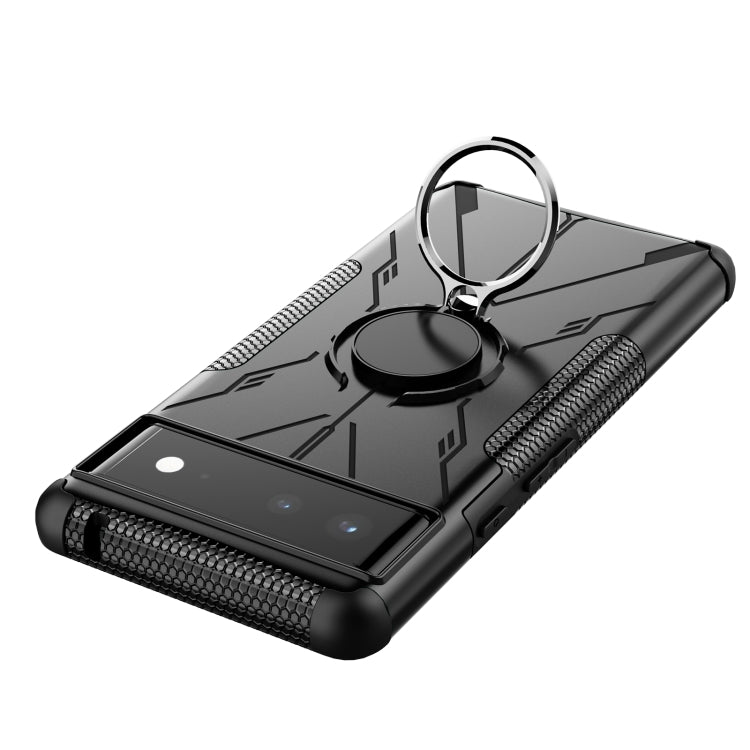 For Google Pixel 6 Armor Bear Shockproof PC + TPU Phone Case with Ring Holder