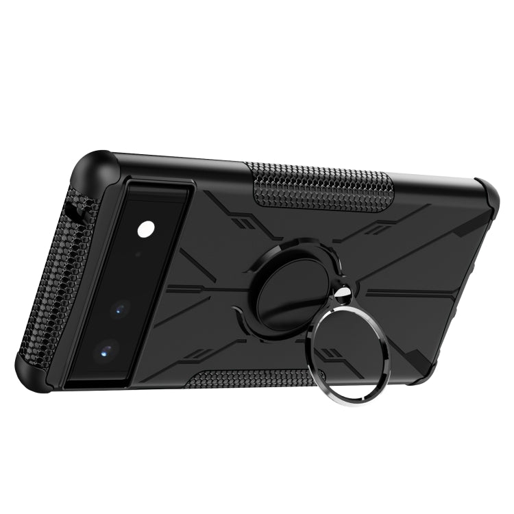 For Google Pixel 6 Armor Bear Shockproof PC + TPU Phone Case with Ring Holder