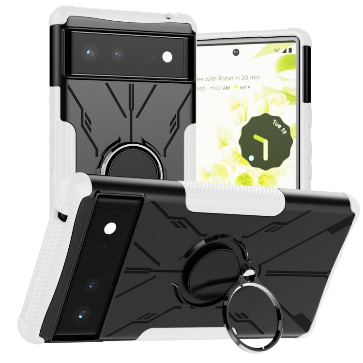 For Google Pixel 6 Armor Bear Shockproof PC + TPU Phone Case with Ring Holder