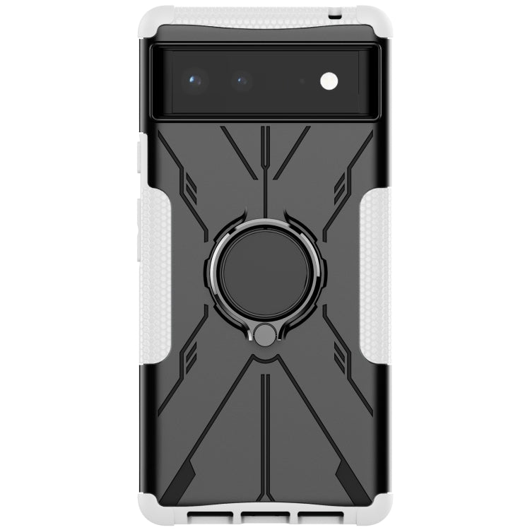 For Google Pixel 6 Armor Bear Shockproof PC + TPU Phone Case with Ring Holder