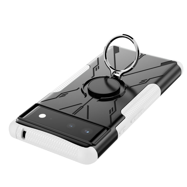 For Google Pixel 6 Armor Bear Shockproof PC + TPU Phone Case with Ring Holder