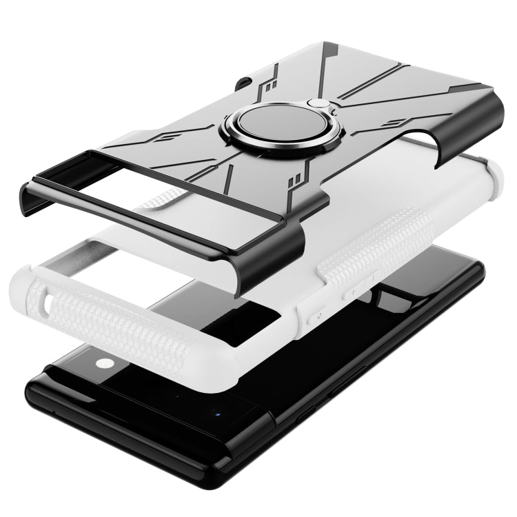 For Google Pixel 6 Armor Bear Shockproof PC + TPU Phone Case with Ring Holder