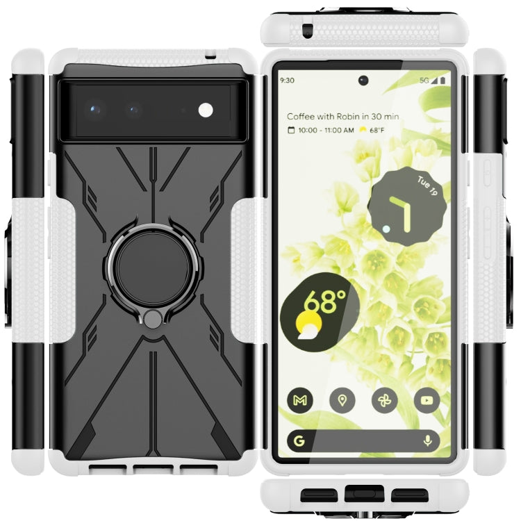 For Google Pixel 6 Armor Bear Shockproof PC + TPU Phone Case with Ring Holder