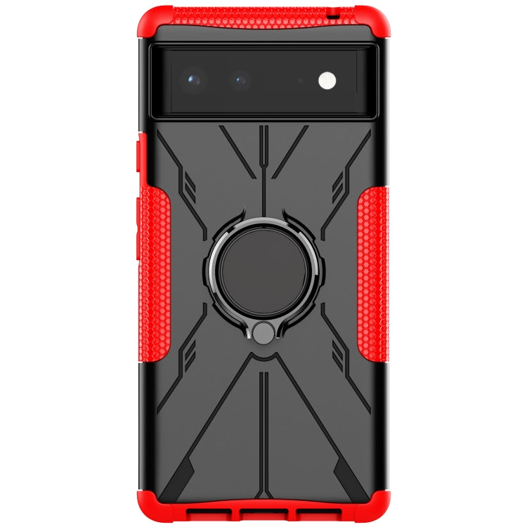 For Google Pixel 6 Armor Bear Shockproof PC + TPU Phone Case with Ring Holder