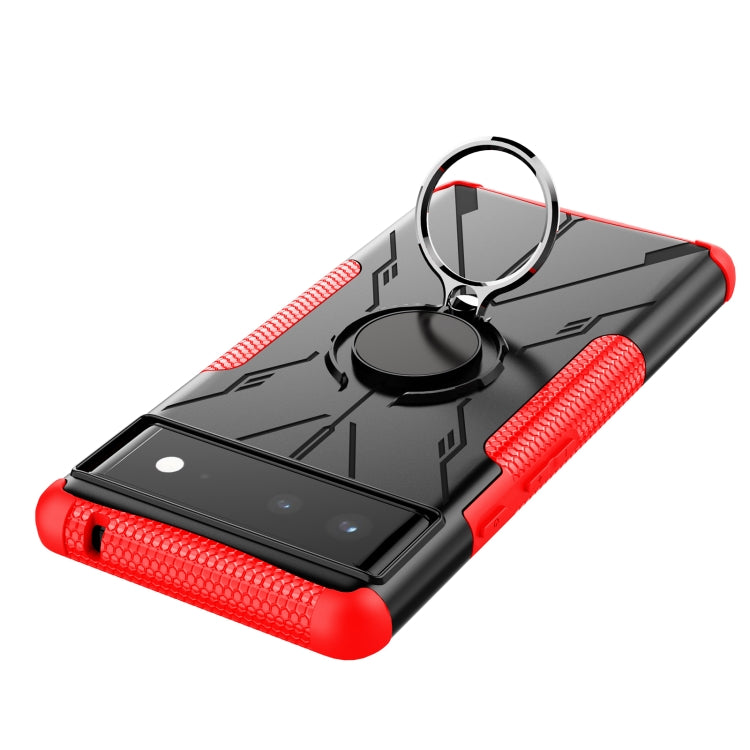 For Google Pixel 6 Armor Bear Shockproof PC + TPU Phone Case with Ring Holder