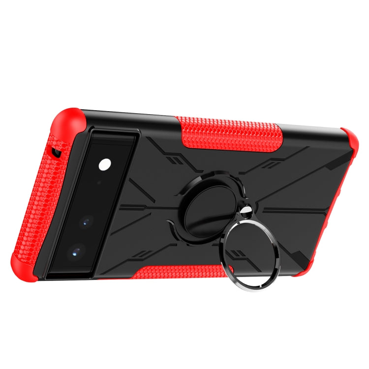For Google Pixel 6 Armor Bear Shockproof PC + TPU Phone Case with Ring Holder
