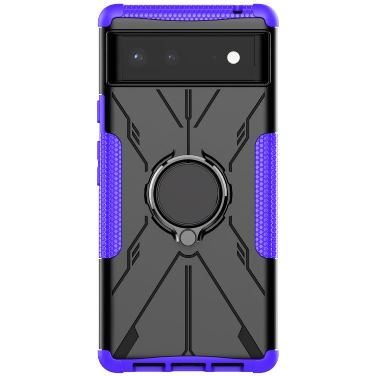 For Google Pixel 6 Armor Bear Shockproof PC + TPU Phone Case with Ring Holder