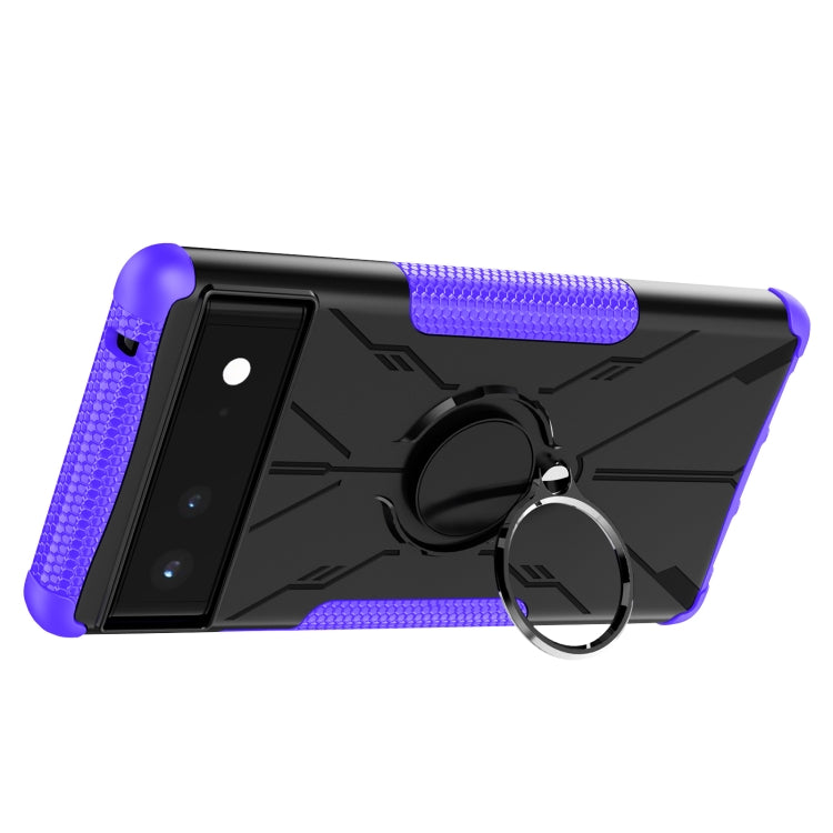 For Google Pixel 6 Armor Bear Shockproof PC + TPU Phone Case with Ring Holder