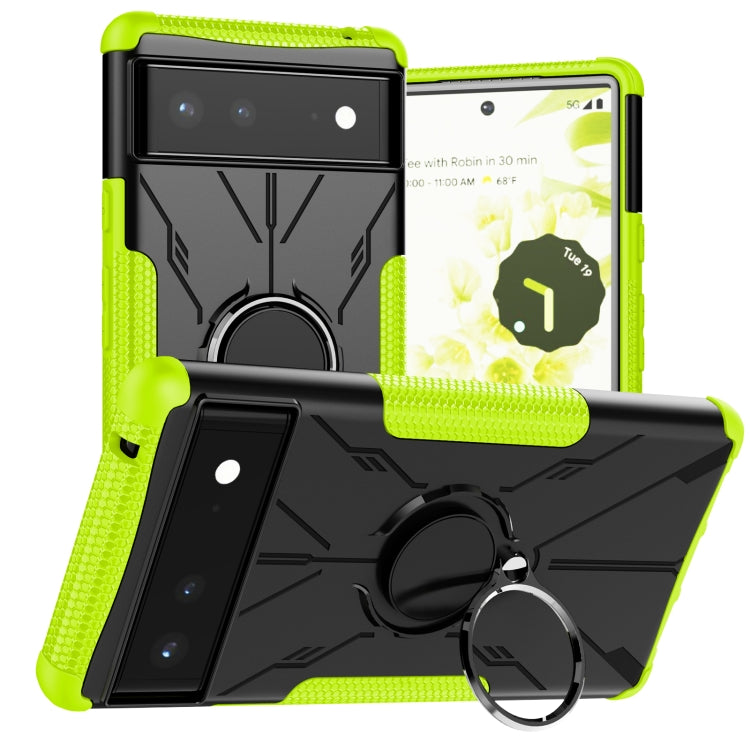 For Google Pixel 6 Armor Bear Shockproof PC + TPU Phone Case with Ring Holder