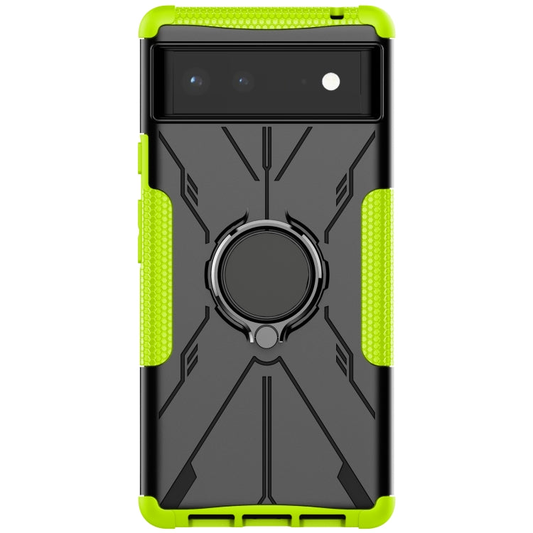 For Google Pixel 6 Armor Bear Shockproof PC + TPU Phone Case with Ring Holder