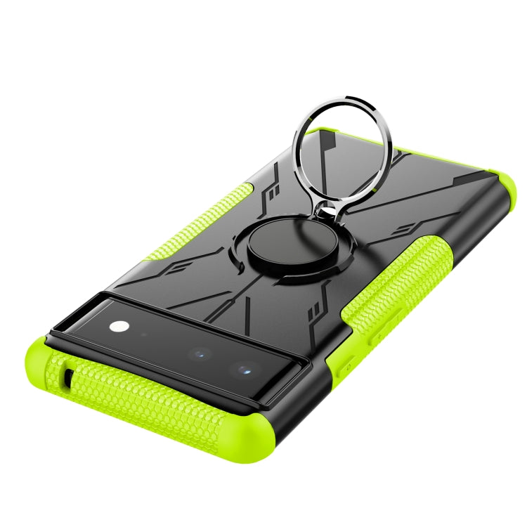 For Google Pixel 6 Armor Bear Shockproof PC + TPU Phone Case with Ring Holder