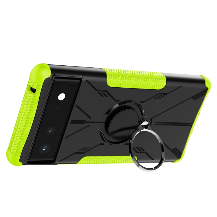 For Google Pixel 6 Armor Bear Shockproof PC + TPU Phone Case with Ring Holder