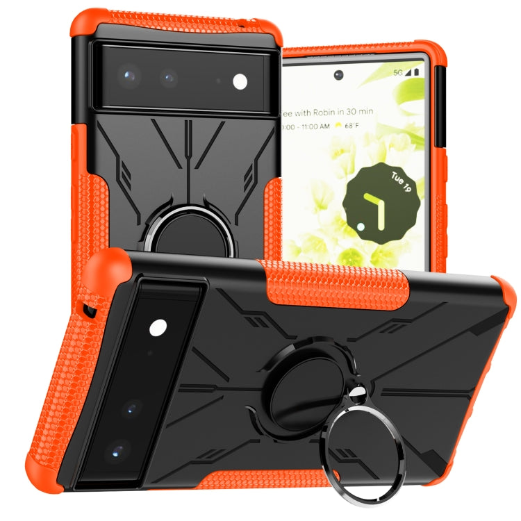 For Google Pixel 6 Armor Bear Shockproof PC + TPU Phone Case with Ring Holder