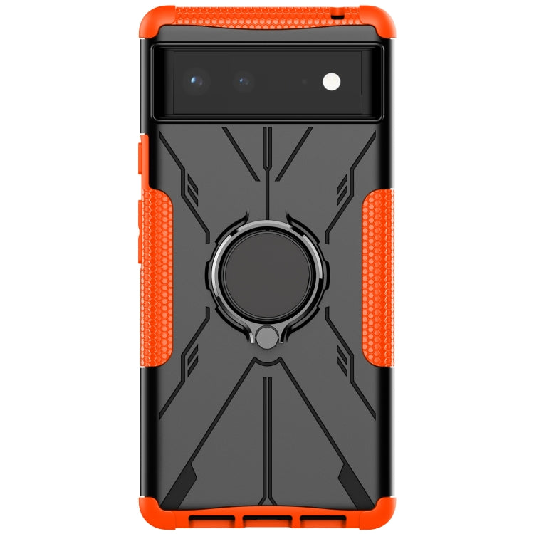 For Google Pixel 6 Armor Bear Shockproof PC + TPU Phone Case with Ring Holder