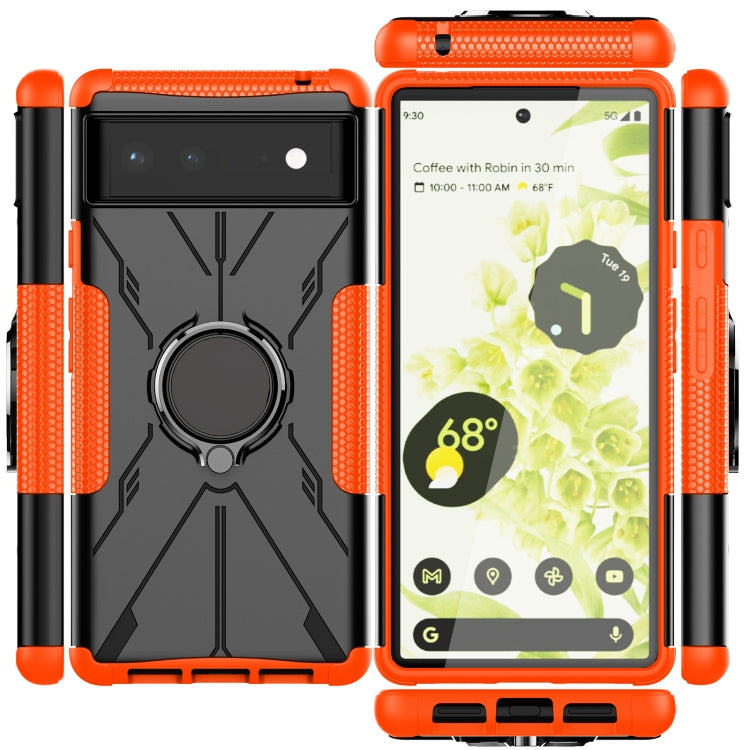 For Google Pixel 6 Armor Bear Shockproof PC + TPU Phone Case with Ring Holder