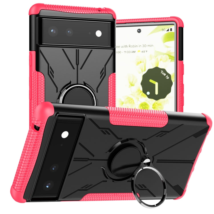 For Google Pixel 6 Armor Bear Shockproof PC + TPU Phone Case with Ring Holder