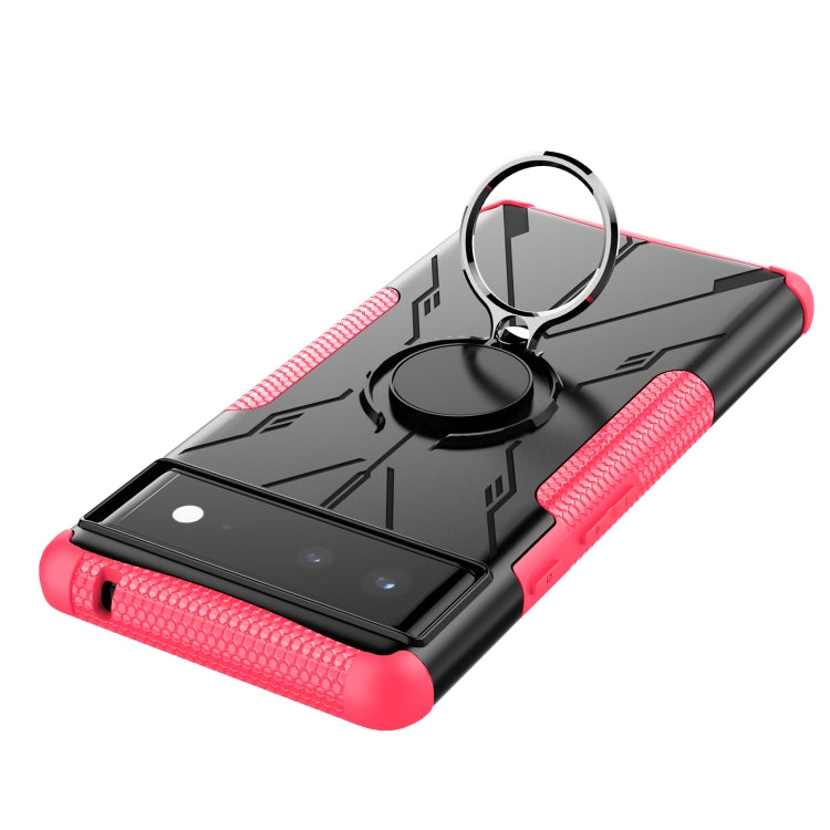 For Google Pixel 6 Armor Bear Shockproof PC + TPU Phone Case with Ring Holder