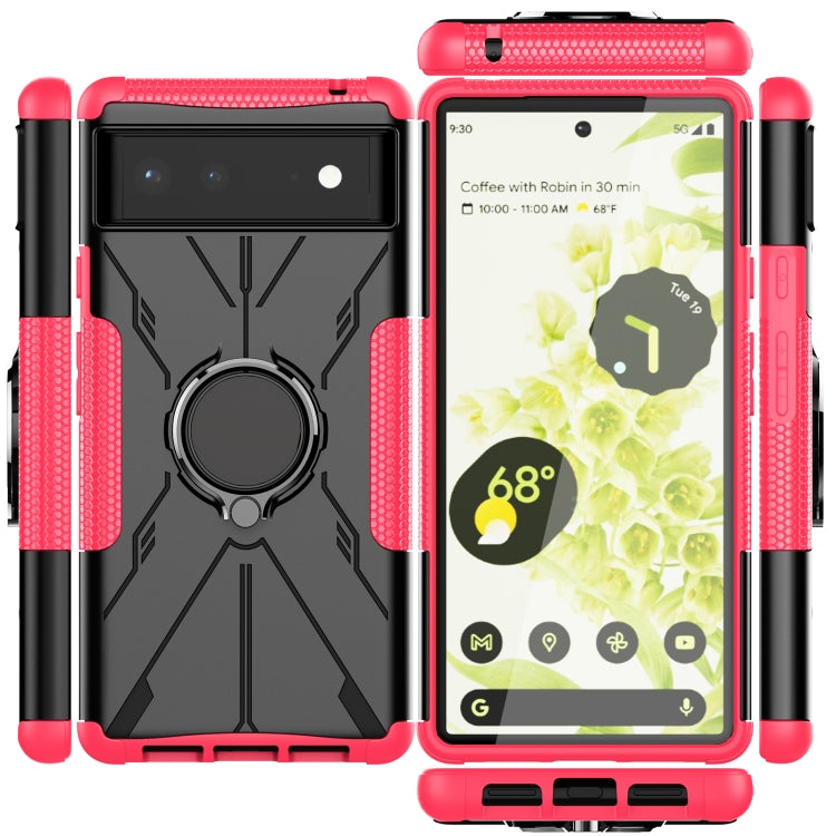 For Google Pixel 6 Armor Bear Shockproof PC + TPU Phone Case with Ring Holder