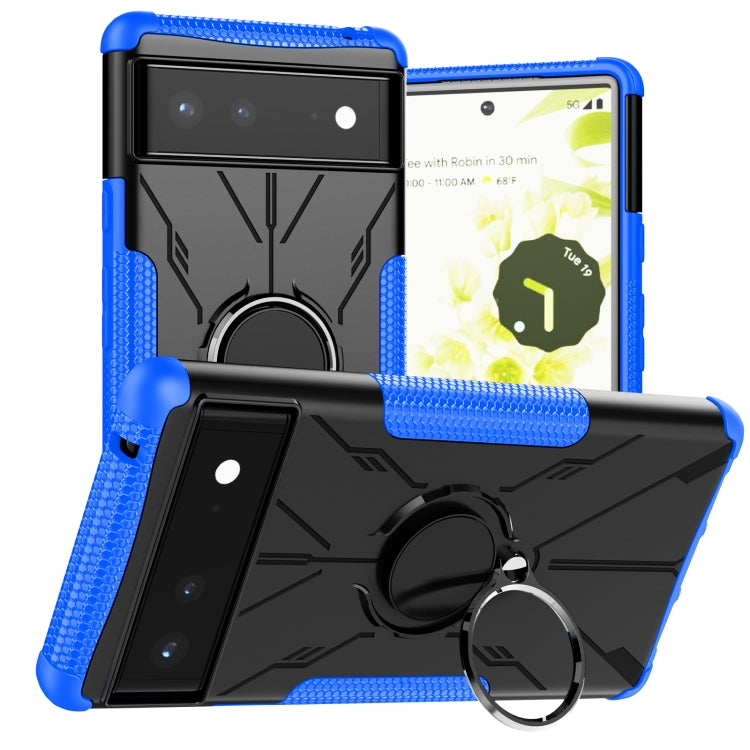 For Google Pixel 6 Armor Bear Shockproof PC + TPU Phone Case with Ring Holder