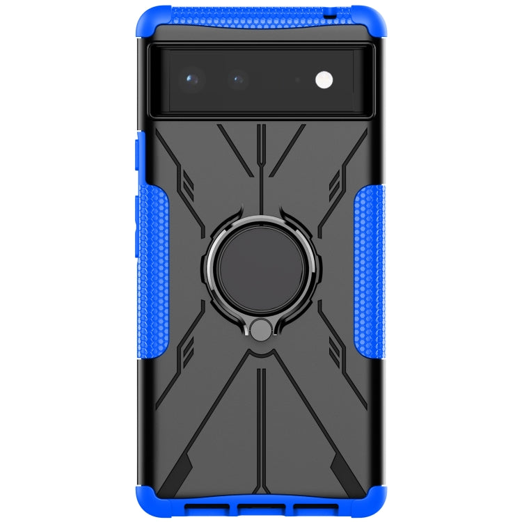 For Google Pixel 6 Armor Bear Shockproof PC + TPU Phone Case with Ring Holder