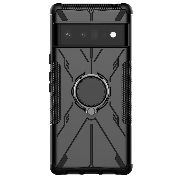 For Google Pixel 6 Pro Armor Bear Shockproof PC + TPU Phone Case with Ring Holder