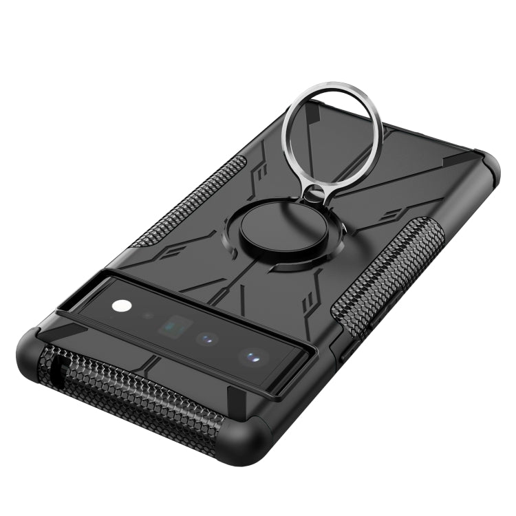 For Google Pixel 6 Pro Armor Bear Shockproof PC + TPU Phone Case with Ring Holder