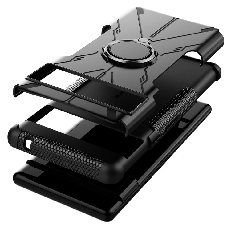 For Google Pixel 6 Pro Armor Bear Shockproof PC + TPU Phone Case with Ring Holder