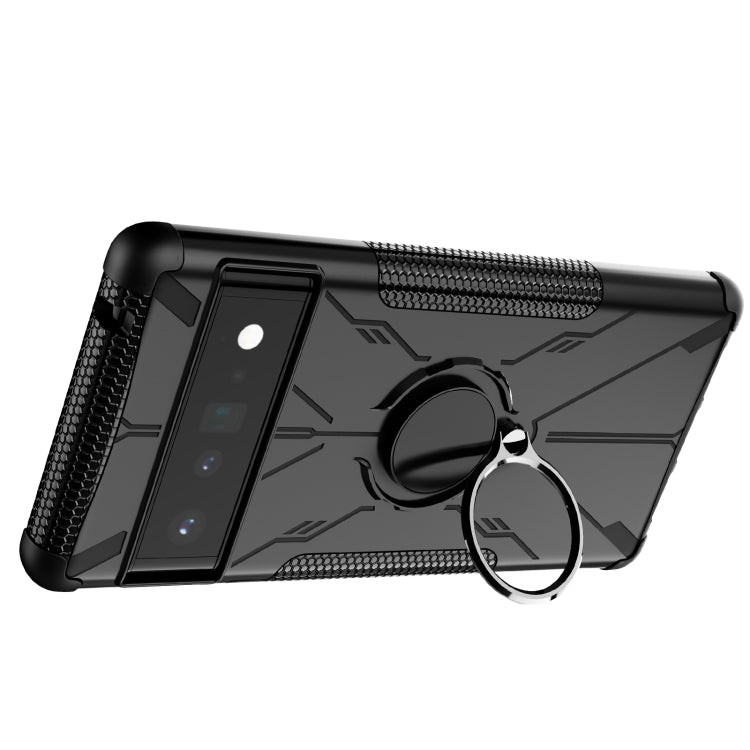 For Google Pixel 6 Pro Armor Bear Shockproof PC + TPU Phone Case with Ring Holder