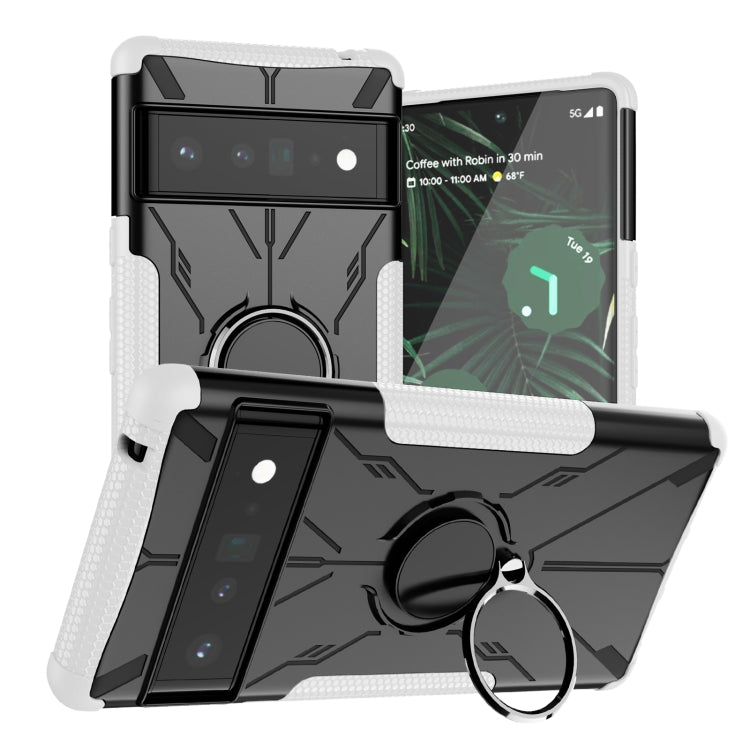 For Google Pixel 6 Pro Armor Bear Shockproof PC + TPU Phone Case with Ring Holder