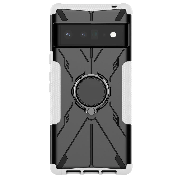 For Google Pixel 6 Pro Armor Bear Shockproof PC + TPU Phone Case with Ring Holder