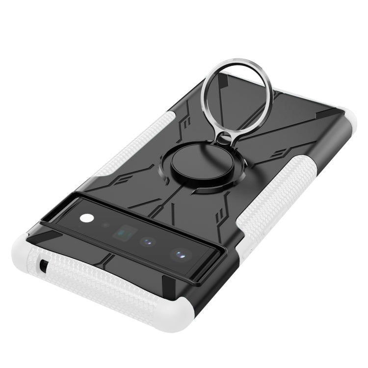 For Google Pixel 6 Pro Armor Bear Shockproof PC + TPU Phone Case with Ring Holder