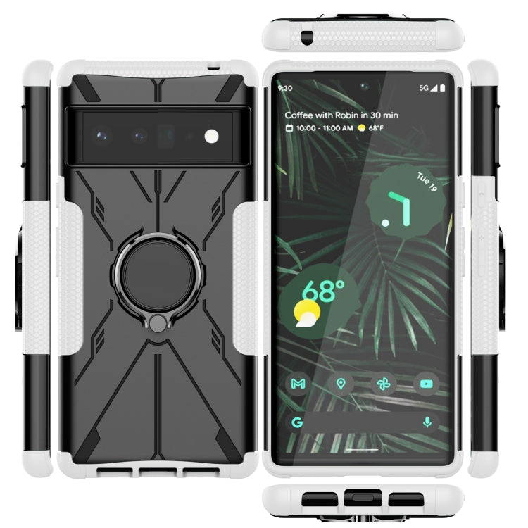 For Google Pixel 6 Pro Armor Bear Shockproof PC + TPU Phone Case with Ring Holder
