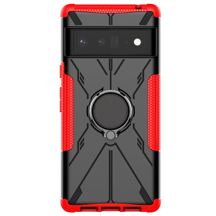 For Google Pixel 6 Pro Armor Bear Shockproof PC + TPU Phone Case with Ring Holder